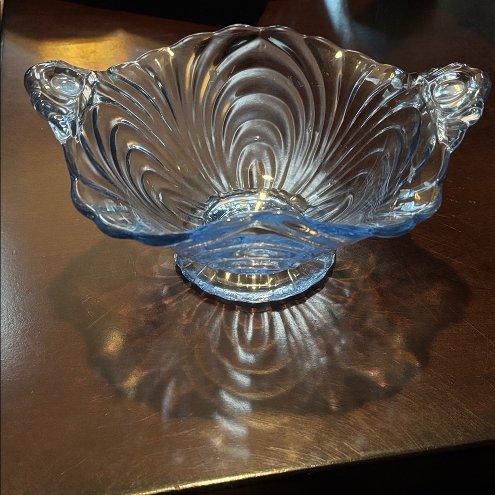 Vintage Cambridge Caprice Moonlight Blue Square Handled Bon Bon Candy Dish